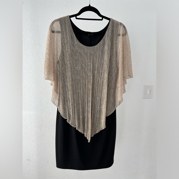 Gold slink flutter black mini dress - Picture 2 of 6